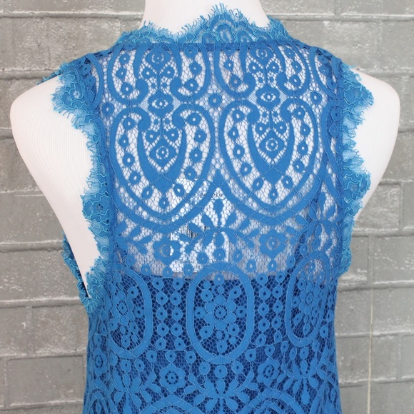 Free People Ocean Blue Heart in Two Layered Lace Mini Cami Dress XS - Picture 6 of 8